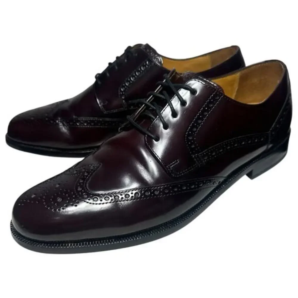 Cole Haan Vintage 11 Dark Burgundy Brown Leather Oxford Wingtip Brogue Shoes